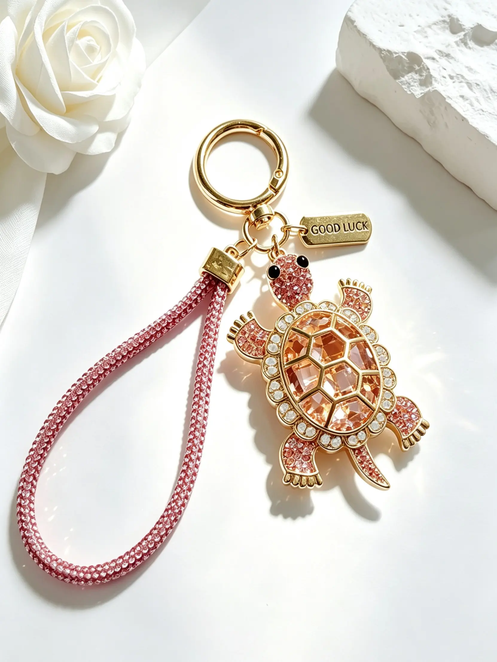 Sparkly Turtle Keychain for Women Men,Imitation Crystal Sea Turtle Key Ring with Faux Rhinestone Strap & Good Luck Tag Ornament,Ocean Turtle Keyring Bag Purse Charm Pendant for Hand Bag,Car Keys Charm,Turtle Key Chain Accessories, Key Charms Gift