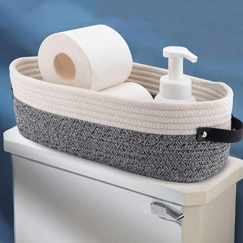 Boho Style Woven Storage Basket, Decorative Bathroom Organizer, Toiletries Basket, Multi-Purpose Household Essentials, Durable & Stylish Design