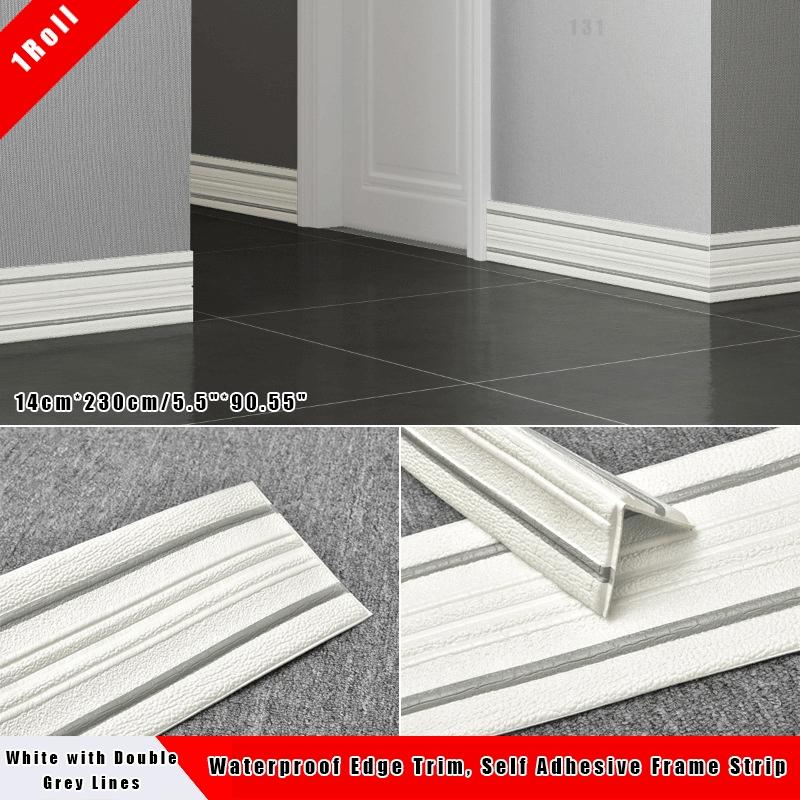 Flexible Thick Foam Peel & Stick Trim, Self Adhesive PVC Wall Border & Ceiling Molding, Removable Skirting Board Edge Strip for Window, Tile Splash Guard, Mirror Edge Home Decor