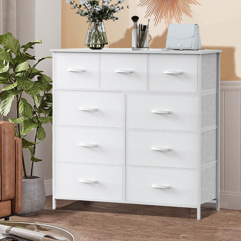 9 Drawer Dresser for Bedroom, Fabric Tall Dressers & Chests of Drawers, Organizer Storage Tower for Bedroom, Living Room, Hallway, Closet, Girls, Bedroom Furniture, Dresser Cabinet, Storage Shelf