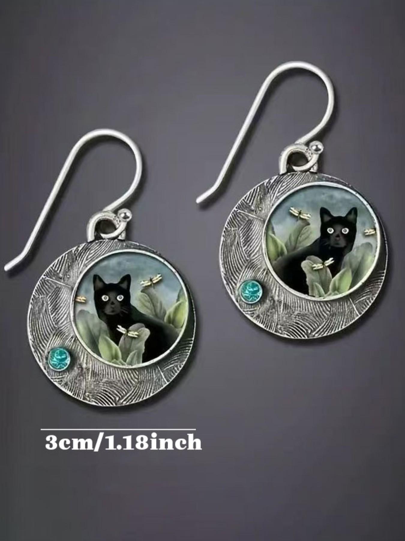 Vintage Cat Dragonfly Earrings, Whimsical Style，Simple Fashion, Perfect Gift, Daily Accessory, Party, Holiday, Retro Style, All Seasons