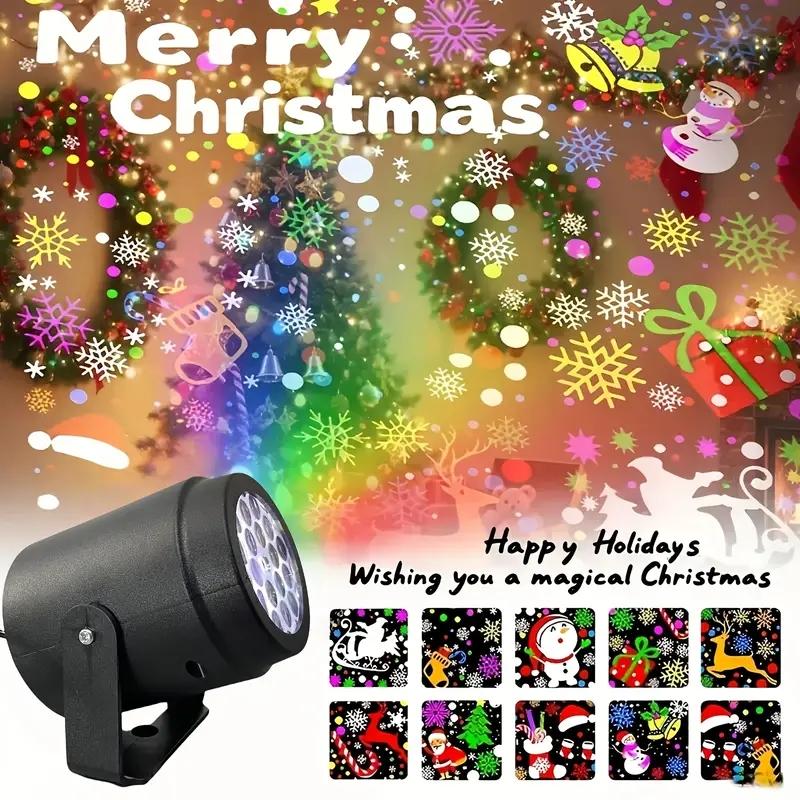 20 types of Christmas projection lights, holiday lighting display projector dynamic patterns, USB power supply, 270 degrees, suitable for courtyard, Christmas, New Year, Halloween, Thanksgiving, fence, house decoration lighting, Outdoor Landscape Lighting