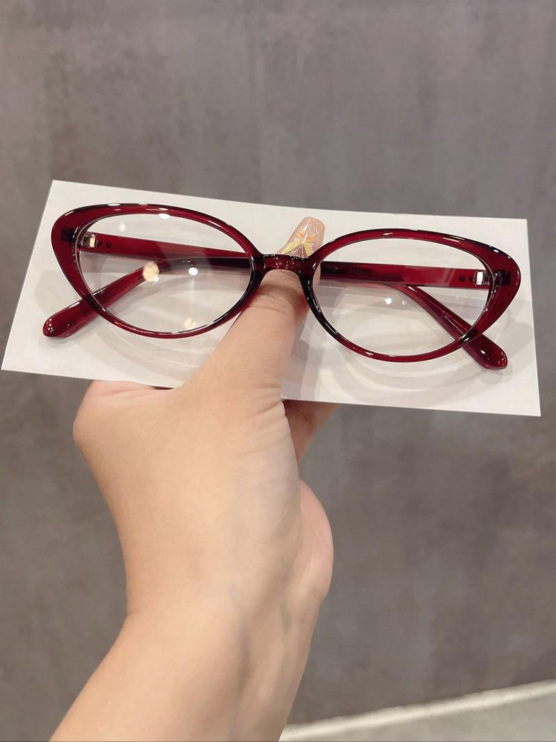 Women's Cat Eye Full Rim Rivet Metal Hinge Fashion Casual Anti-Blue Light Glasses, Stylish Eyewear for All Seasons, Fashion Eyeglasses