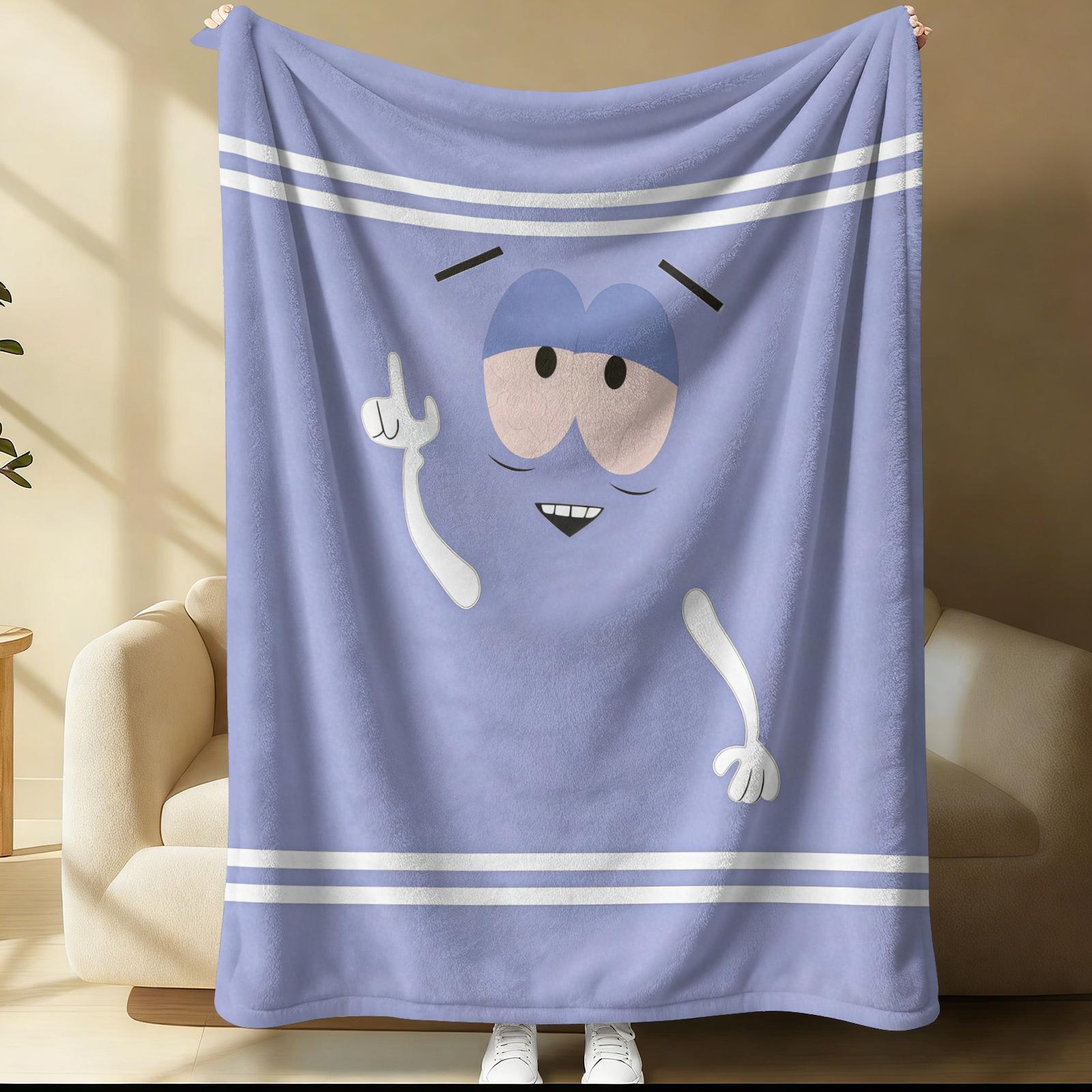Towelie South Park Throw Blanket, Cute Cartoon 420 Themed Cozy Fleece Blanket, Funny South Park Character Blanket for Sofa Bed, Ideal Gift for South Park Fans