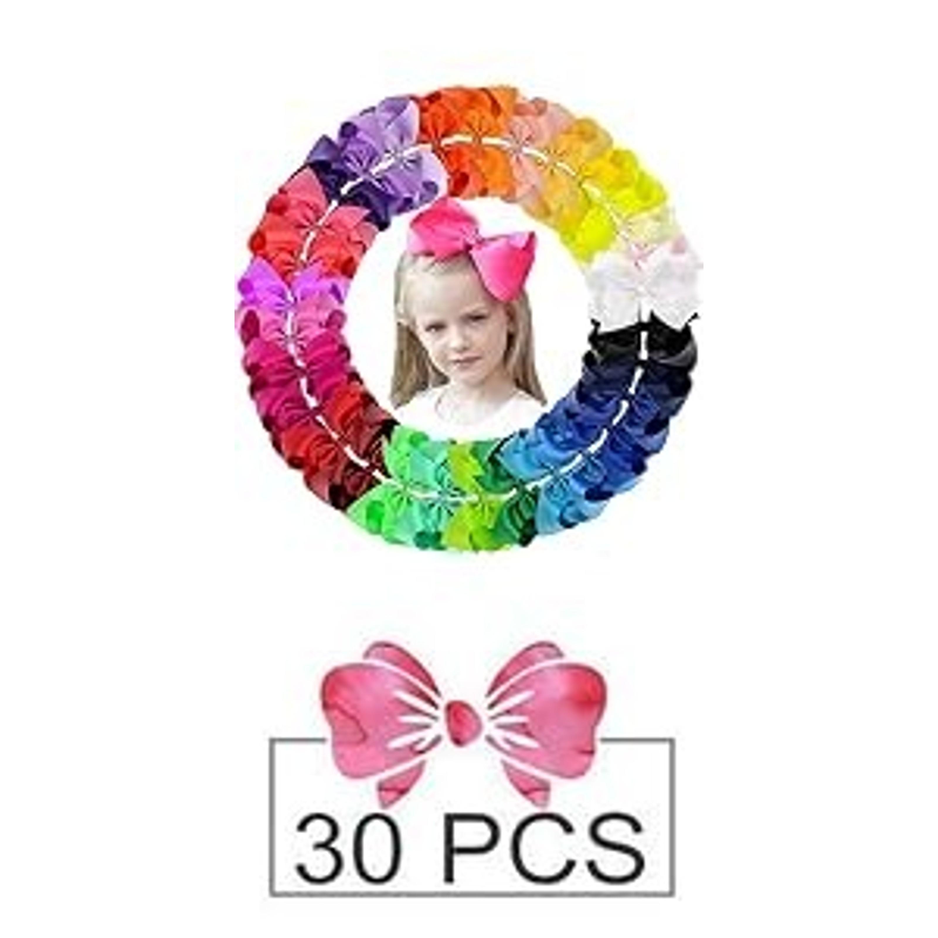 Hair Bows for Girls, 30 Colors 6 Inch Grosgrain Ribbon Hair Bows Clips Alligator Clips Barrettes Hair Accessories, Back to School, Party, Photography, Christmas, Travel | Grosgrain Ribbon Bows Hair Alligator Clips Hair Barrettes for Girls Toddler Inf