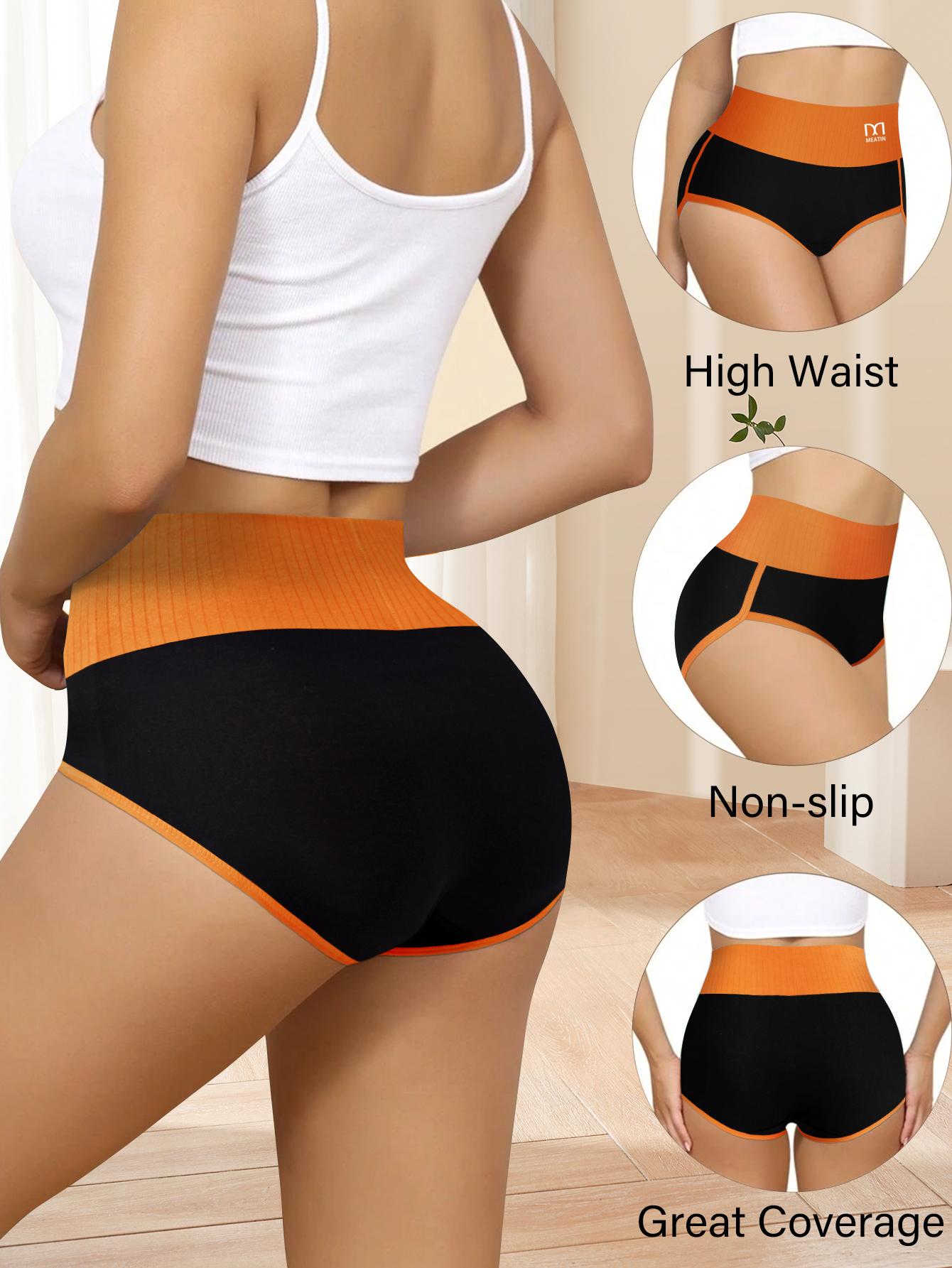QUAST 5 Pieces High-Waist Seamless Breathable Women's Underwear,Tummy Control and Hip Lifting Sports Briefs,Comfortable Soft Stretch Panties,Multicolor Fashion Briefs Womenswear,Suitable for Daily Wear,Spandex Thong,S-XXL