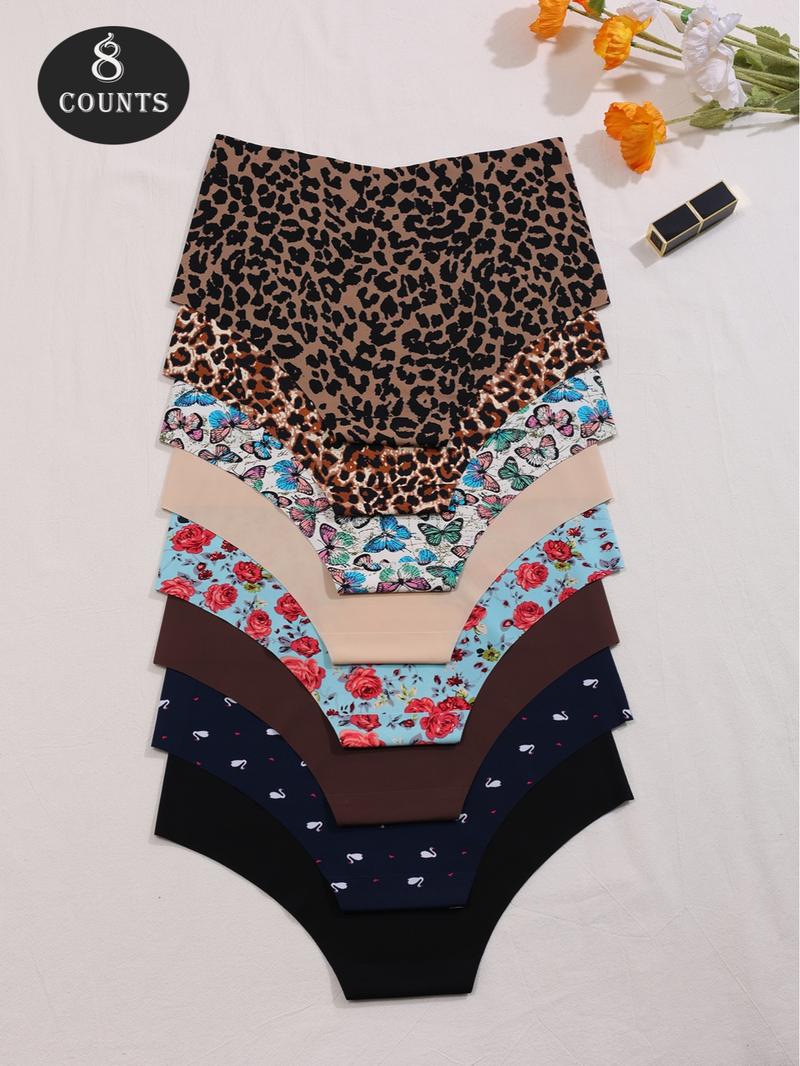 Women's Solid Color / Floral / All Over Print Panty, Cute Soft Comfy Breathable Seamless Knicker for Daily Wear, Underwear for All Seasons, Womenswear, Daily Casual Underwear, Seamless Breathable Design
