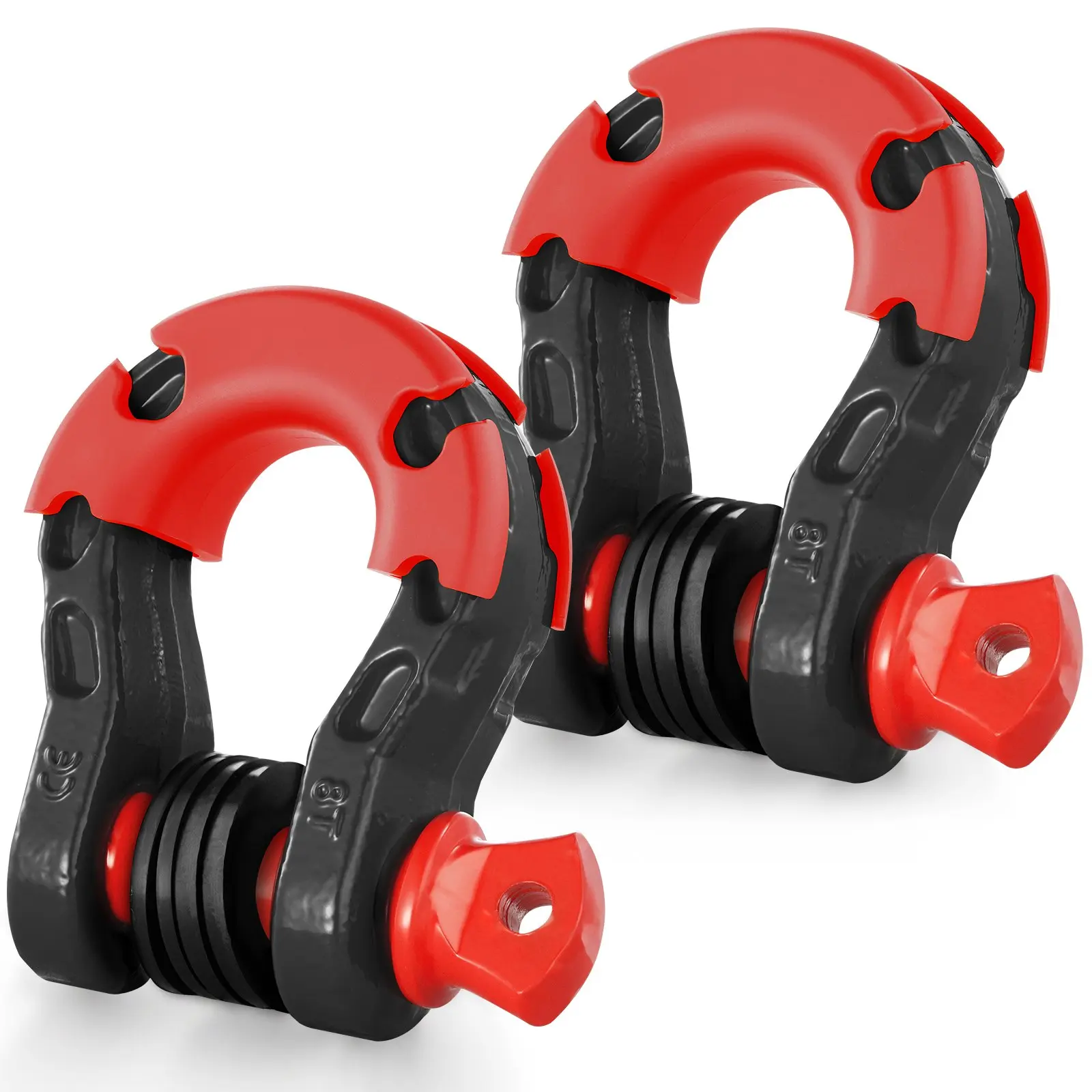 VEVOR 3/4" D-Ring Shackle, 2 Pack Alloy Steel Shackles 66139 lbs (30 Ton) Break Strength with 7/8" Screw Pin, Isolators Washers, Heavy Duty Off Road Vehicle Recovery Shackle for Jeep Truck, Black