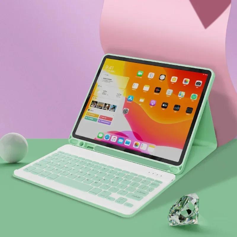 Bluetooth Keyboard Case for iPad 10th Air 11 Air 5 4 10.9 Case 10.2 9th 8th Pro 11 10.5 Air 3 Wireless Magnet PU Flip Stand Case with Rechargeable Keyboards Tablet Protective Cover