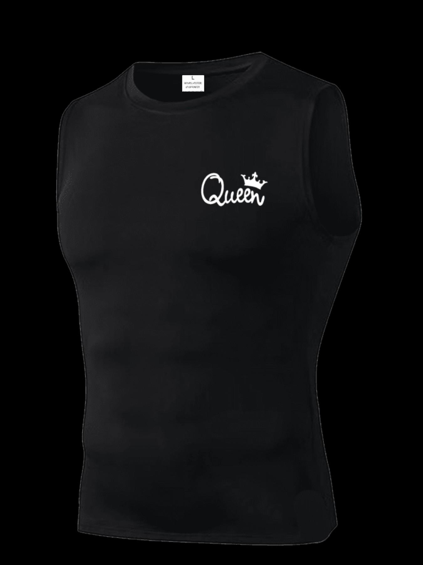 Men's Short Sleeve Sporty Tee, Quick-Dry Breathable Fabric, Queen Pattern Print, Ideal for Fitness, Running, Boxing, Outdoor Activities