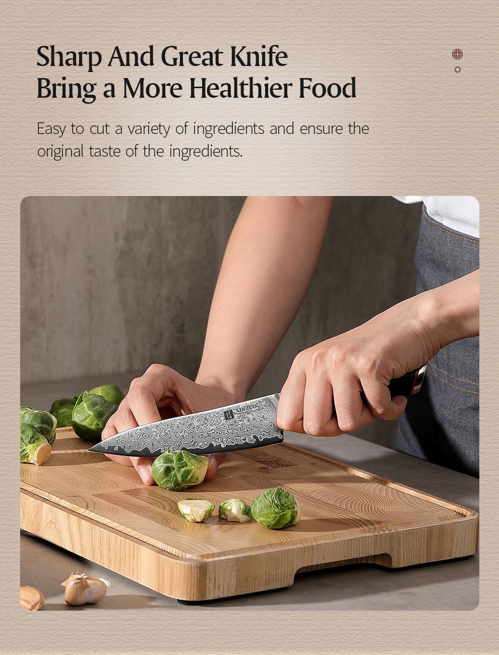 XINZUO Professional 5.3 Utility Knife, 67 Layers Damascus Steel Kitchen Knife, Hardness 60±2HRC, Carbon Fiber Pattern G10 Handle, Kitchen Cutlery for Home Use