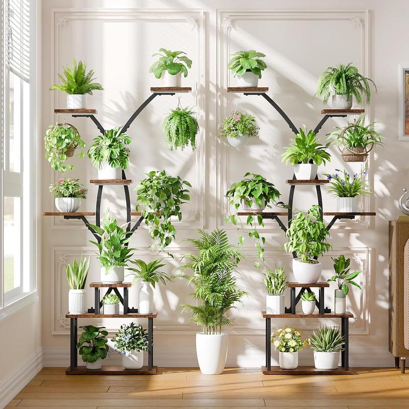 Tall Plant Stand Indoor with Grow Lights, 64" 8 Tiered Meta Plant Shelf, Large Corner Shelves Display Rack Flower Stand Holder for Living room, Patio