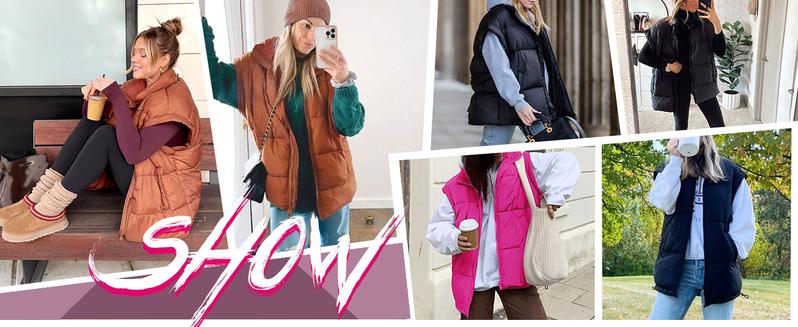 UANEO Women Winter Oversized Puffer Vest Lightweight Stand Collar Flysleeve Insulated Padded Puffy Jackets Coat with Pockets #TikTokShopBlackFriday