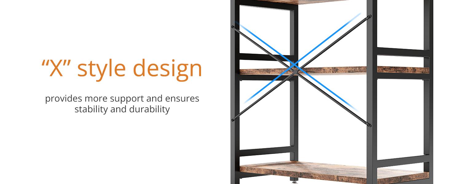 IRONCK Bakers Rack with Power Outlet, Microwave Stand with Storage, Coffee bar with 9 Hooks, 5 Tier Large Storage Capacity and Strong Metal Material for Kitchen, Vintage Brown Easy to Assemble