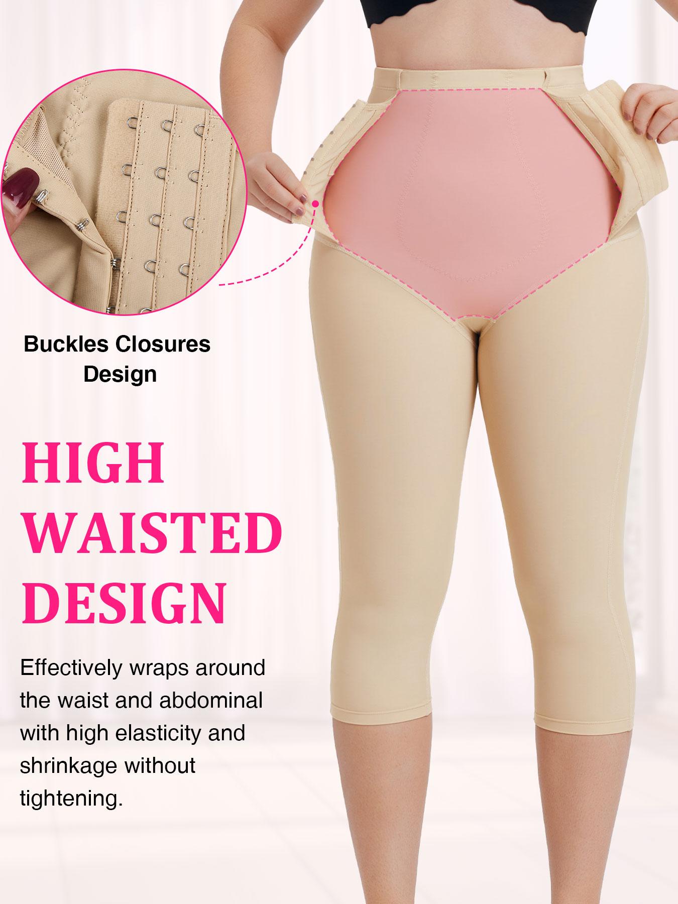 Women's Adjustable Hooks High Waist Shapewear Capris Leggings, Tummy Control Butt Lift Skinny Shaper Capri Pants, High Stretch Shapewear Bottoms for Daily Wear