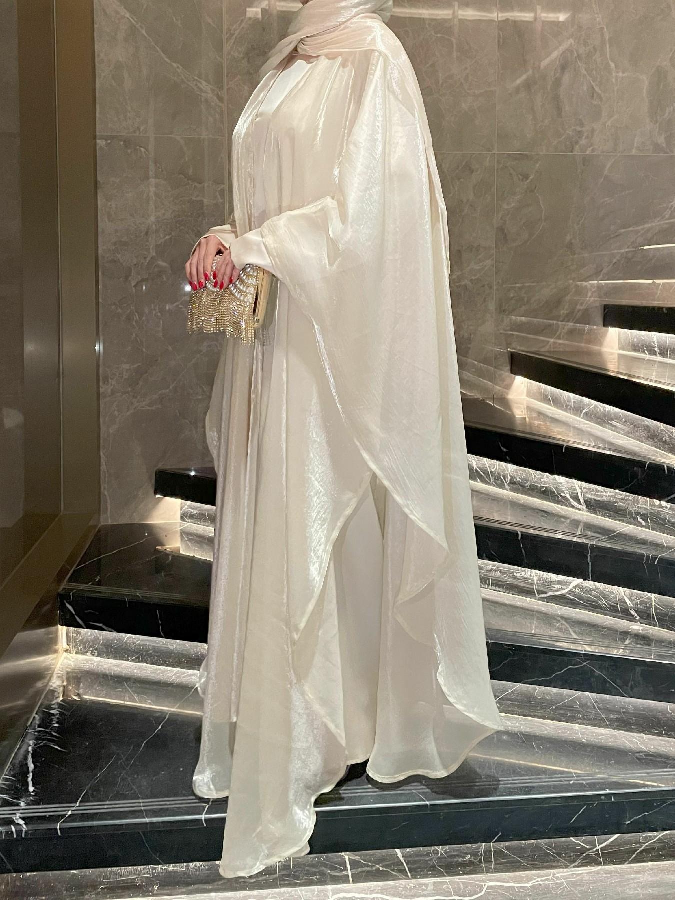 Elegant Elegance Abaya Long Robe Set, Three-Piece Suit for Party & Occasion Wear, Soft Touch Fabric, Perfect for Vacation & Celebrations, Abaya Hijab Set