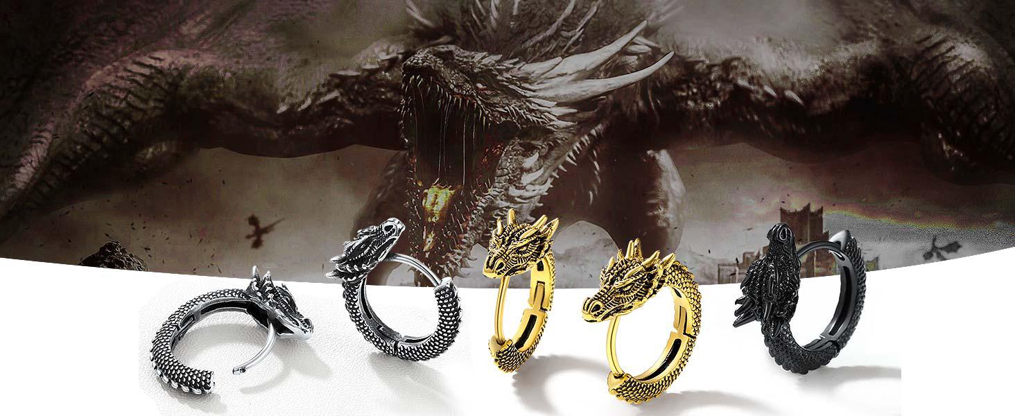 FaithHeart Dragon Hoop Earrings For Unisex Stainless Steel