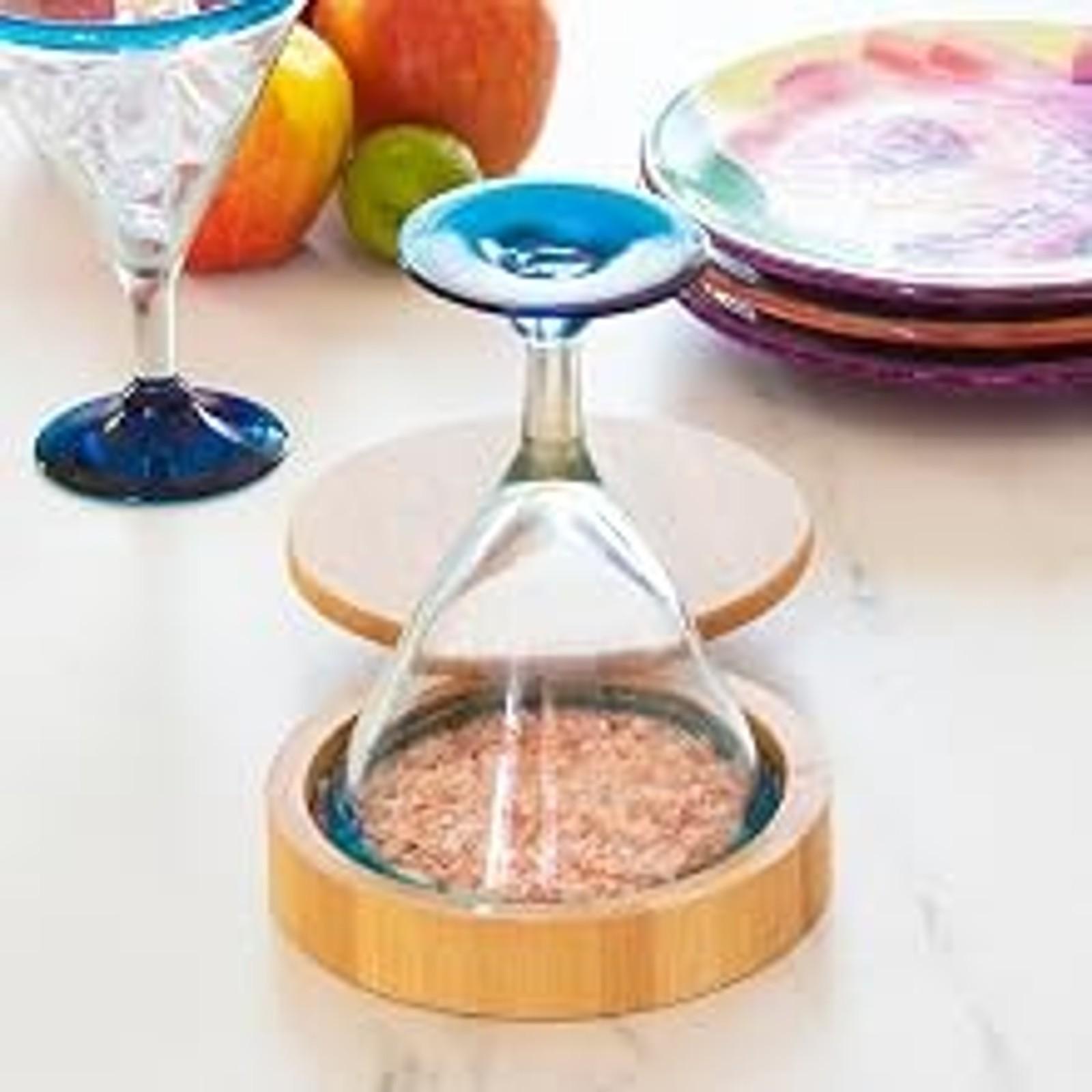 Margarita Salt Rimmer - Eco Bamboo Cocktail Bar Tool with Swivel Lid, Magnetic Closure, Salt Storage for Margaritas, Round Shape Margarita Salt Rimmer - Eco Bamboo Cocktail Bar Tool with Swivel Lid, Magnetic Closure, Salt Storage for Margaritas, Round Shape