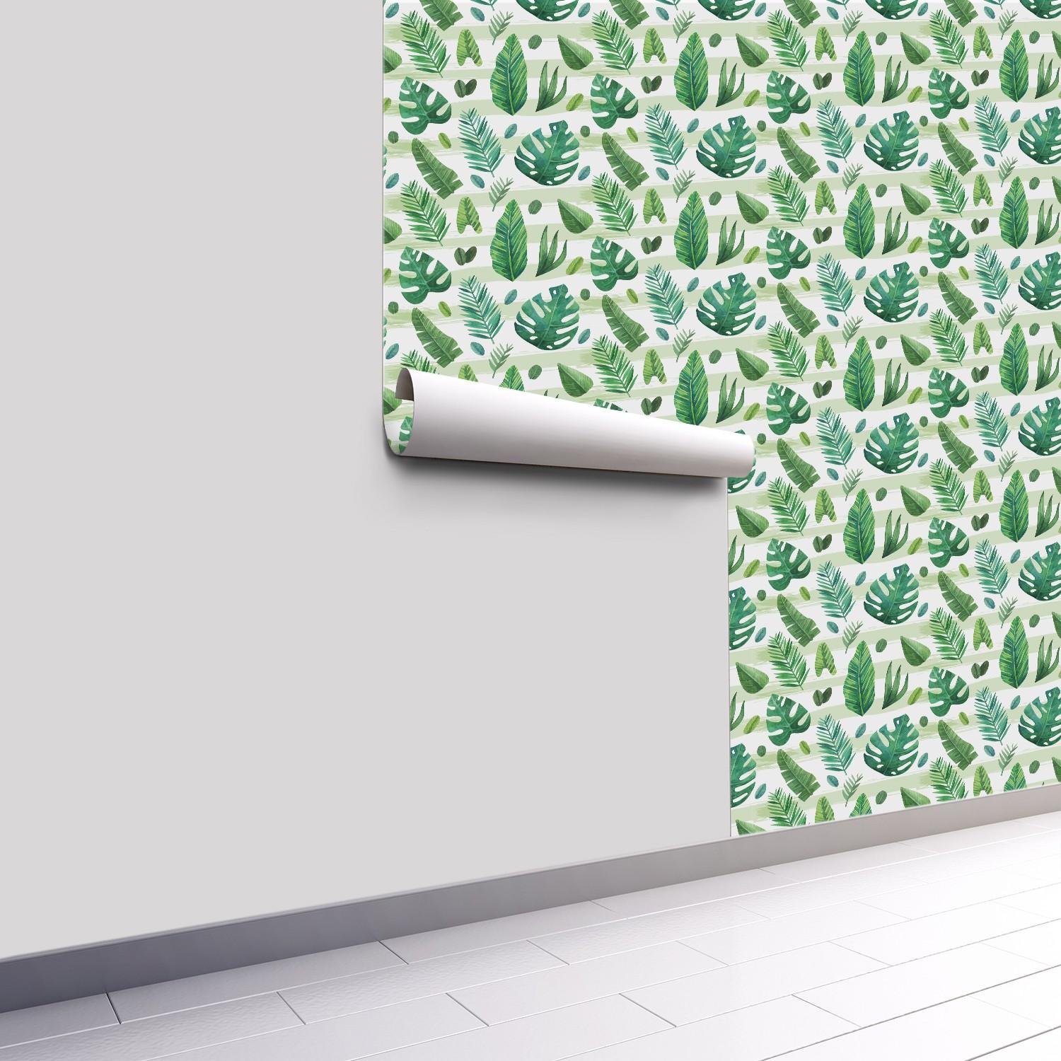 Self Adhesive Plant Wallpaper, Leaf Pattern, Waterproof & Scratch Resistant, Vibrant Design, Tenant Friendly Home Decor