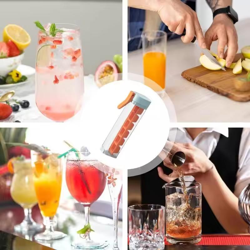 6 Grid Square Ice Cube Tray One Hand Press Silicone Ice Maker Mold Easy Release for Drinks Cocktails Home Kitchen