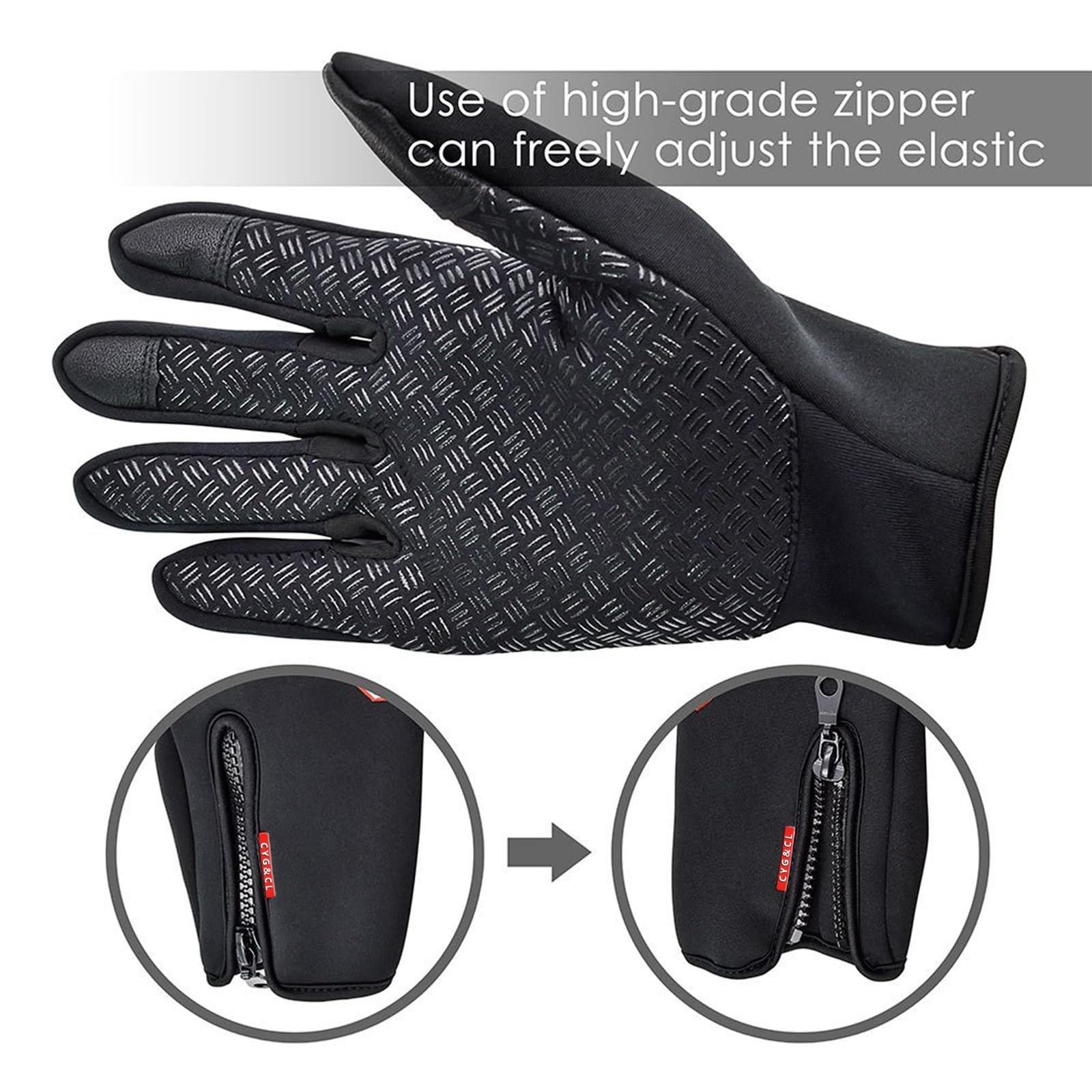 Outdoor Winter Touchscreen Warm Gloves, Water Resistant Windproof Anti-Slip Sports Gloves, Adjustable Size for Men & Women, Cycling, Driving, Running, Hiking, Climbing, Skiing