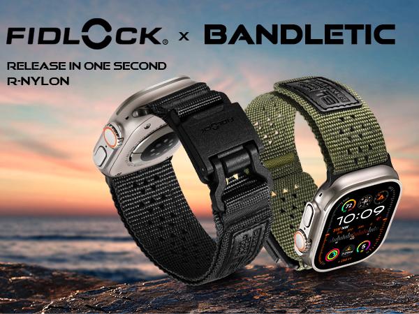 R-Nylon with FIDLOCK Magnetic Buckle Compatible with iWatch Ultra/Ultra 2 Band 49mm for Men, Tactical Breathable Strap for iWatch Series 10 46mm, 9/8/7 45mm, SE/6/5/4 44mm, 3/2/1 42mm Wearable