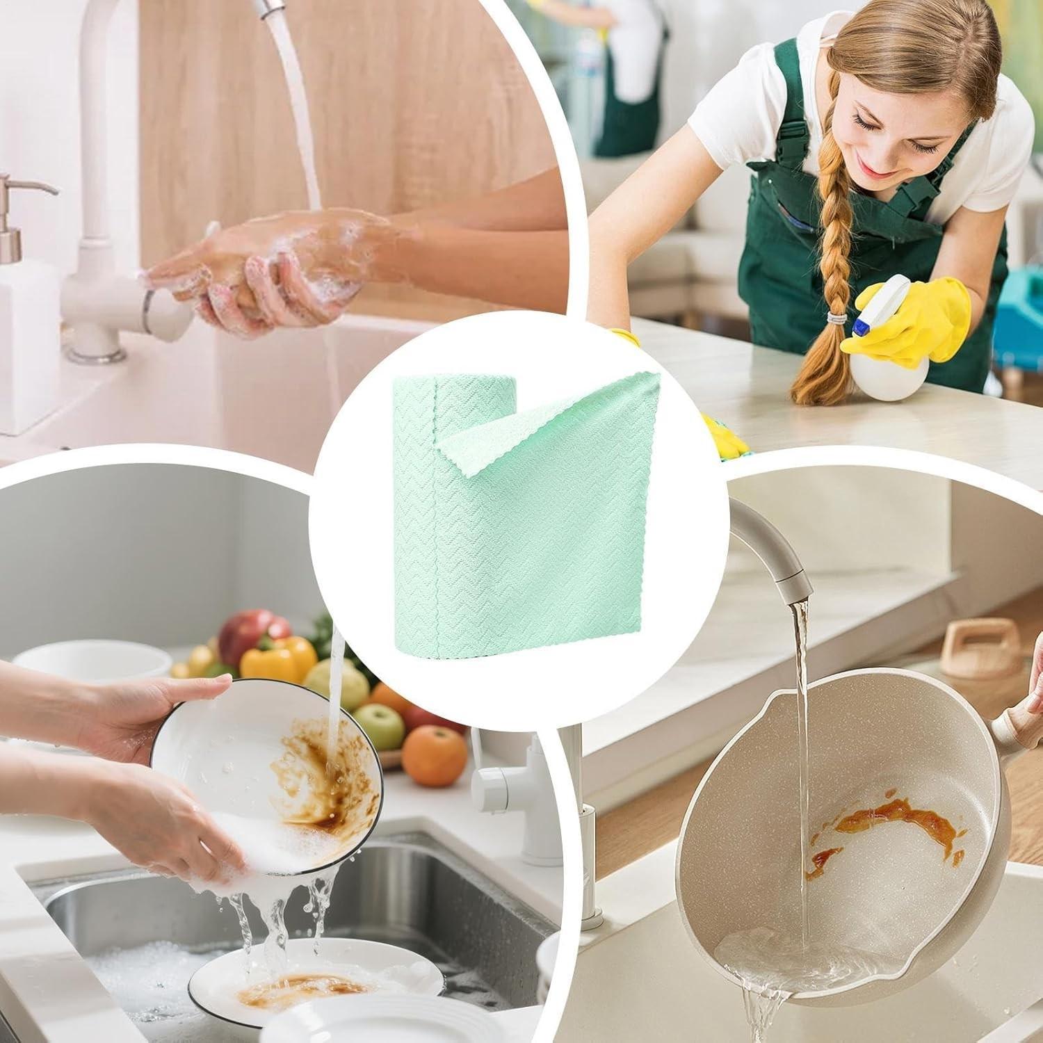 20-Pack Reusable Microfiber Cleaning Cloth Roll, Highly Absorbent and Durable, Super Absorbent Microfiber, Eco-Friendly for Kitchen, Windows, and Cars, Microfiber Cleaning Towels