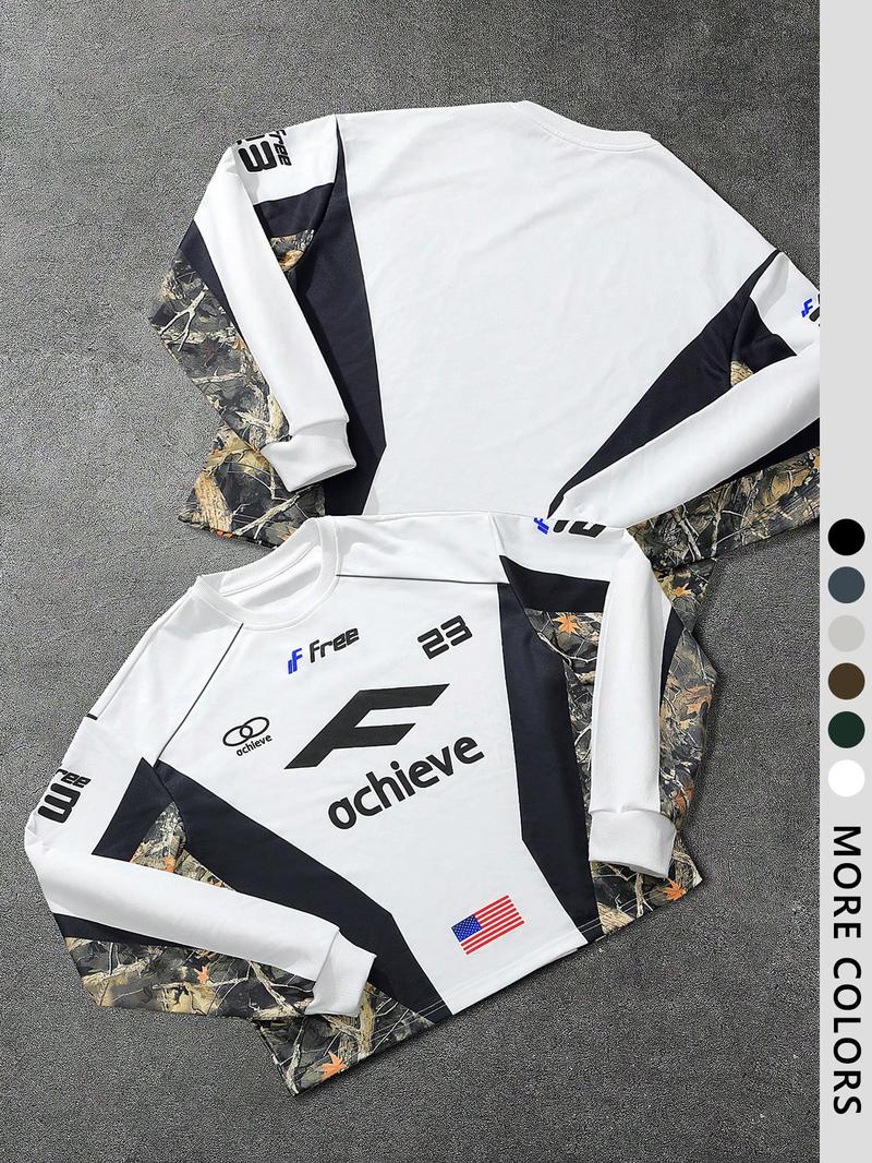 Men's Autumn Winter Comfortable Versatile Stylish Branch Ball Jersey, Athletic Shirt, Trendy Sports Wear, Casual Fashion for Men