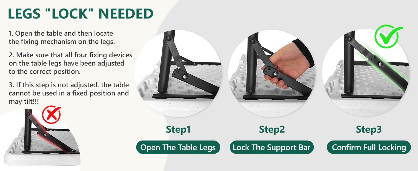 4FT/6FT/8FT Plastic Folding Table, Portable Picnic Table Outdoor with Built in Handle & Steel Legs, for Party, Dining, Wedding, Events, Picnic Indoor, Outdoor, Camping, Utility, Folding