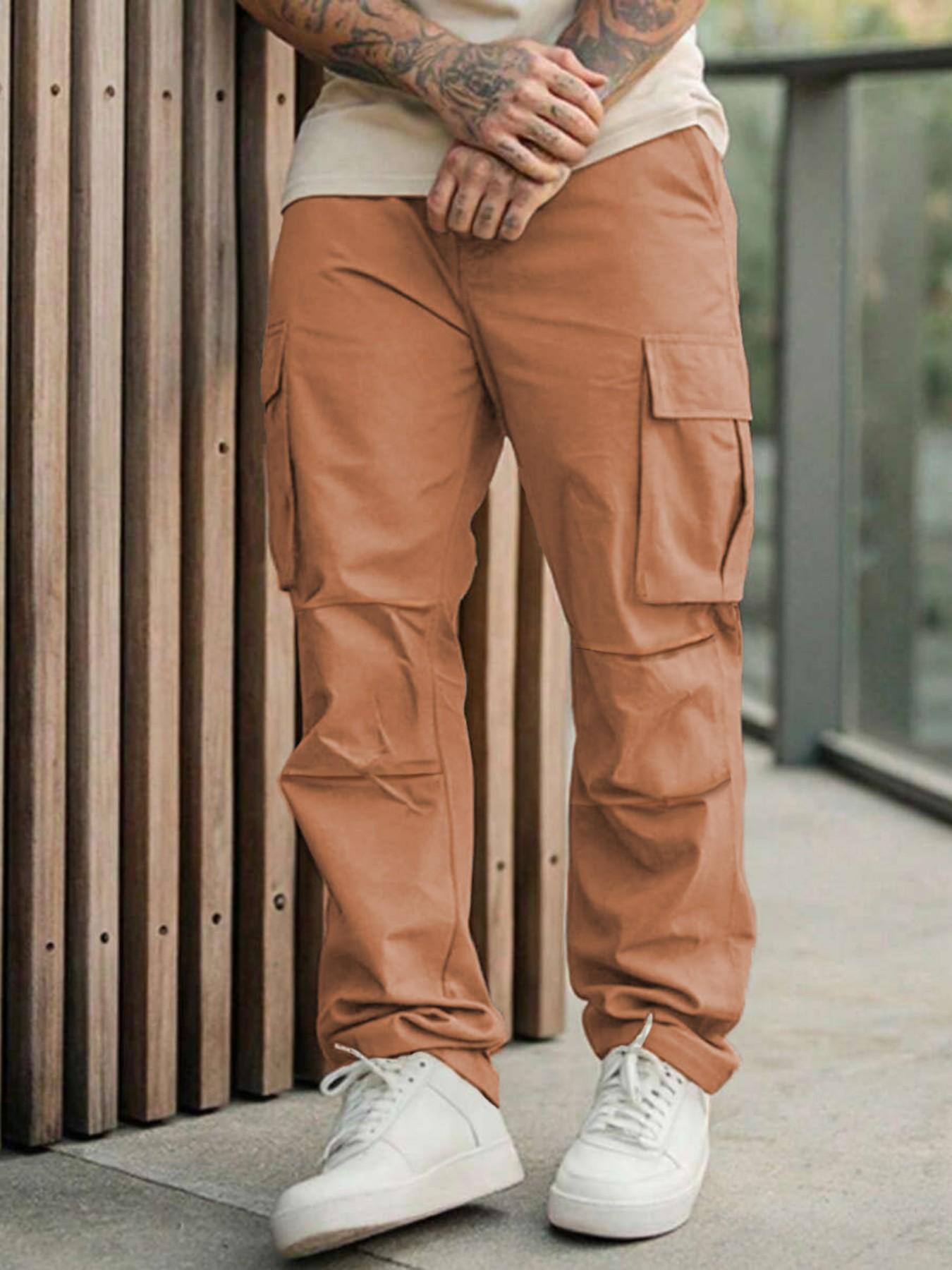 Men's Multi-Pocket Workwear Straight Leg Pants, Loose Breathable Outdoor Tactical Pants, American Vintage Fashion Wide-Leg Workwear Pants