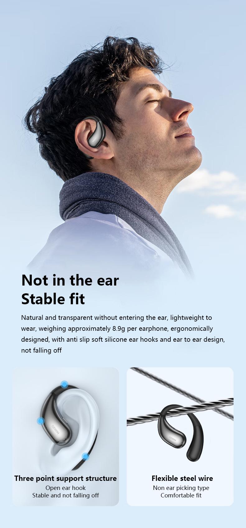 MINISO X69 OWS Wireless Headphones Open Ear Earbuds Bluetooth 5.4,Earphones HiFi Sound Headset with Charging Case Audio Electronic