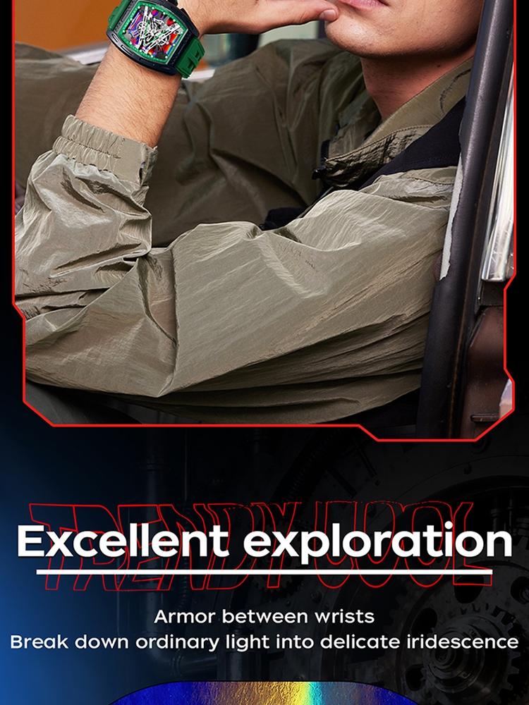 1Pcs Brand Men's Barrel shape Watches Waterproof, Trendy Retro Style Watch for Man,Luxury Male Quartz Wristwatch, Silicone strap/ABS plastic case, Fashion Trend Men Business Watch, Holiday Birthday Gifts