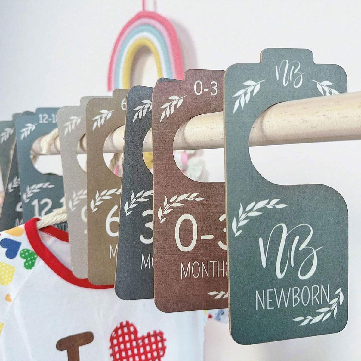 Wooden Baby Closet Dividers, Double Sided Colorful Hanging Organizer, Nursery Decor, Baby Clothes Dividers, Perfect Gift for Holidays
