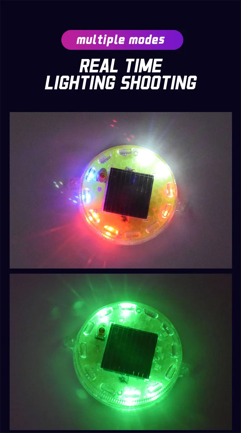 Solar-Powered Strobe Warning Light | Touch Control, Auto Light-Sensing, Strong Magnetic Mount, IP68 Waterproof, Multi-Color Flashing Safety Beacon for Vehicles
