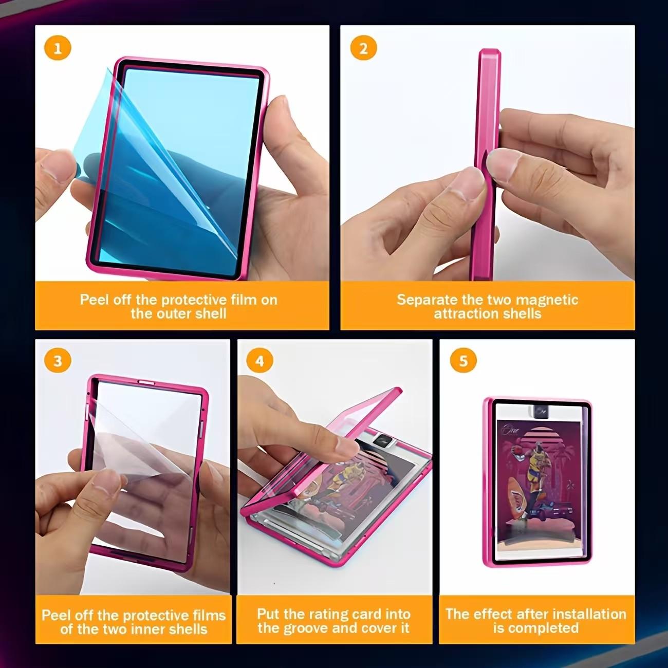 One Magnetic Trading Card Protective Holder with Metal Touch Frame Fits PRO 35PT Card Bricks, Ultra HD Glass, Pro-Craftsmanship, Light And Scratch Resistant Card Display Storage, Suitable for Baseball Football Sports Game Cards