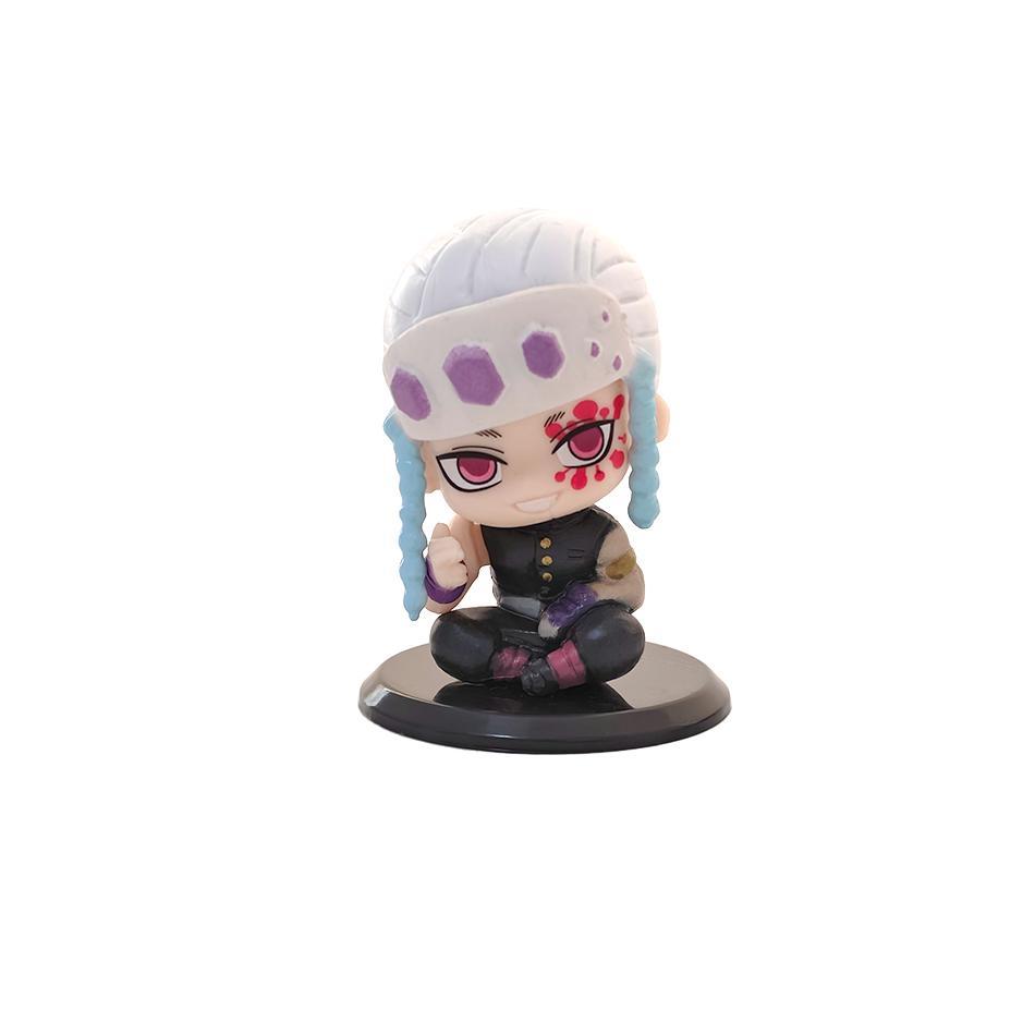5-15pcs Q Version Demon Slayer Sitting Ghost Doll Tanjiro Nidouzi Inosuke Zenizu  Toy  Figural PVC Model Gift