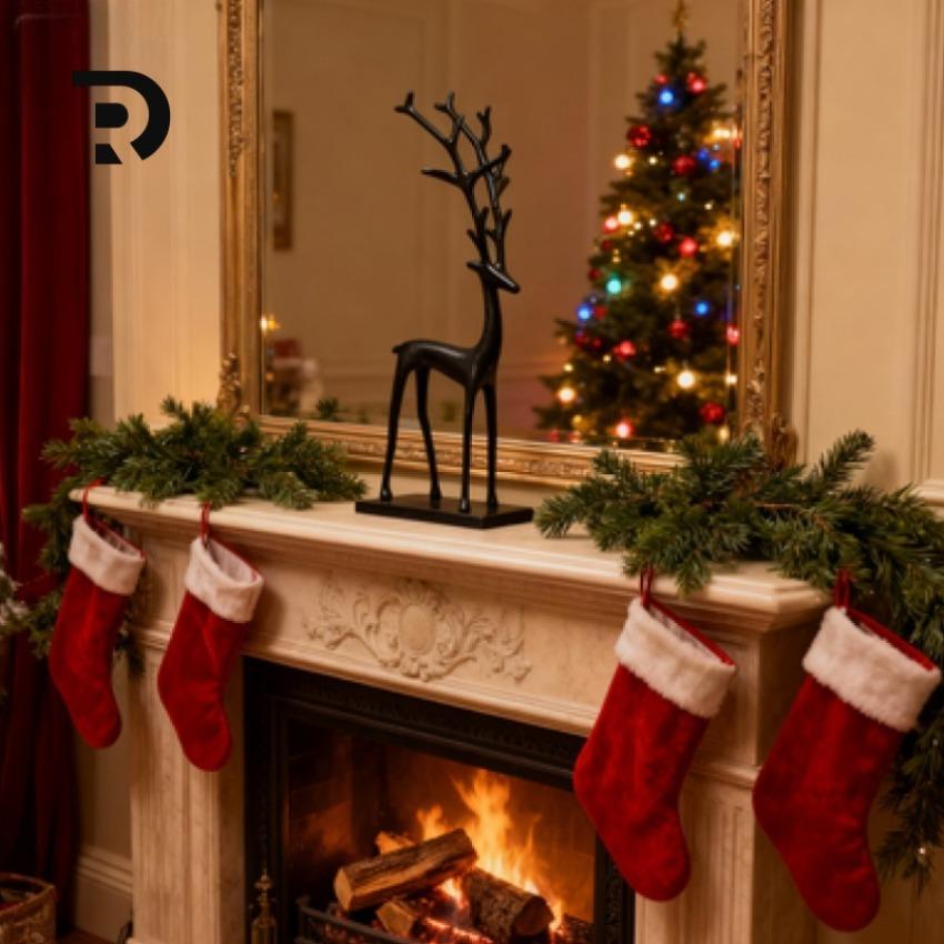Elegant and Slender Black Elk Statue, A Popular Choice for Christmas Decoration in 2026, with A Modern Minimalist Design and Decorative Art Style. The Sturdy Base Ensures Stable Placement and Is Suitable for Home, Office, Home Garden and Other Scenes