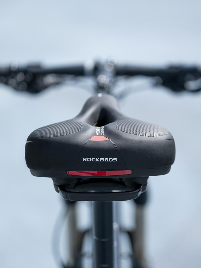 ROCKBROS Bike Seat Comfort Bike Saddle Mountain Bicycle Accessories for Men Women Soft Wide Bike Seat Cushion Dual Shock Absorbing with Reflective Strip ROCKBROS Bike Seat Comfort Bike Saddle Mountain Bicycle Accessories for Men Women Soft Wide Bike Seat Cushion Dual Shock Absorbing with Reflective Strip