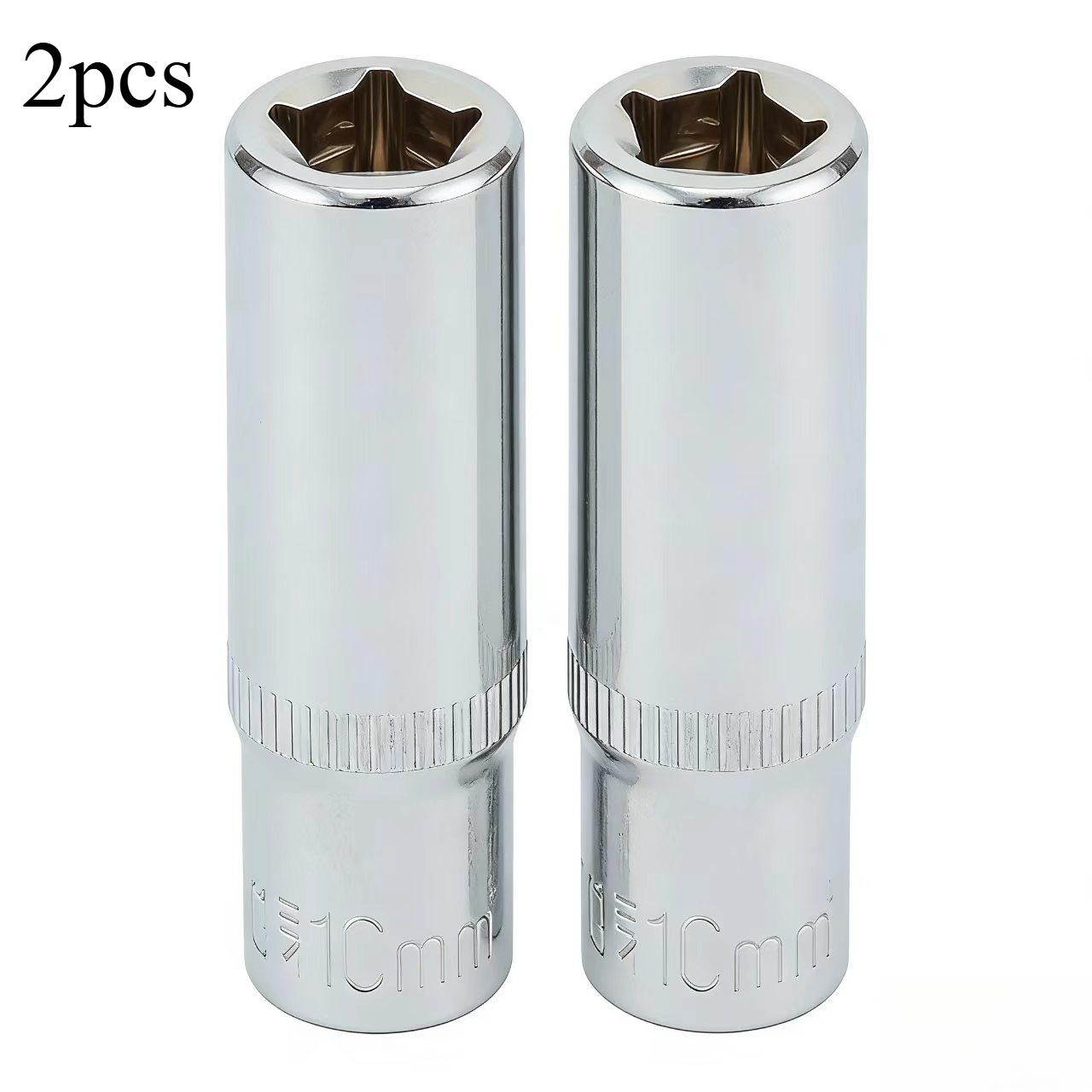 2-piece heavy-duty professional 10mm drive socket wrench set - featuring 1/4-inch drive deep sockets, suitable for impact drivers and standard drill bits, chrome-vanadium steel sockets