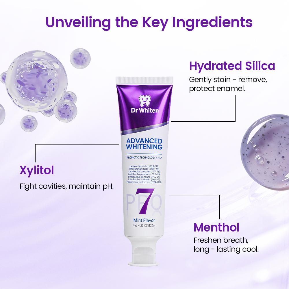 7-Pro Intensive Toothpaste, Upgraded Purple Whitening Formula, 7 Probiotics, Deep Enamel Repair, Long-Lasting Freshness