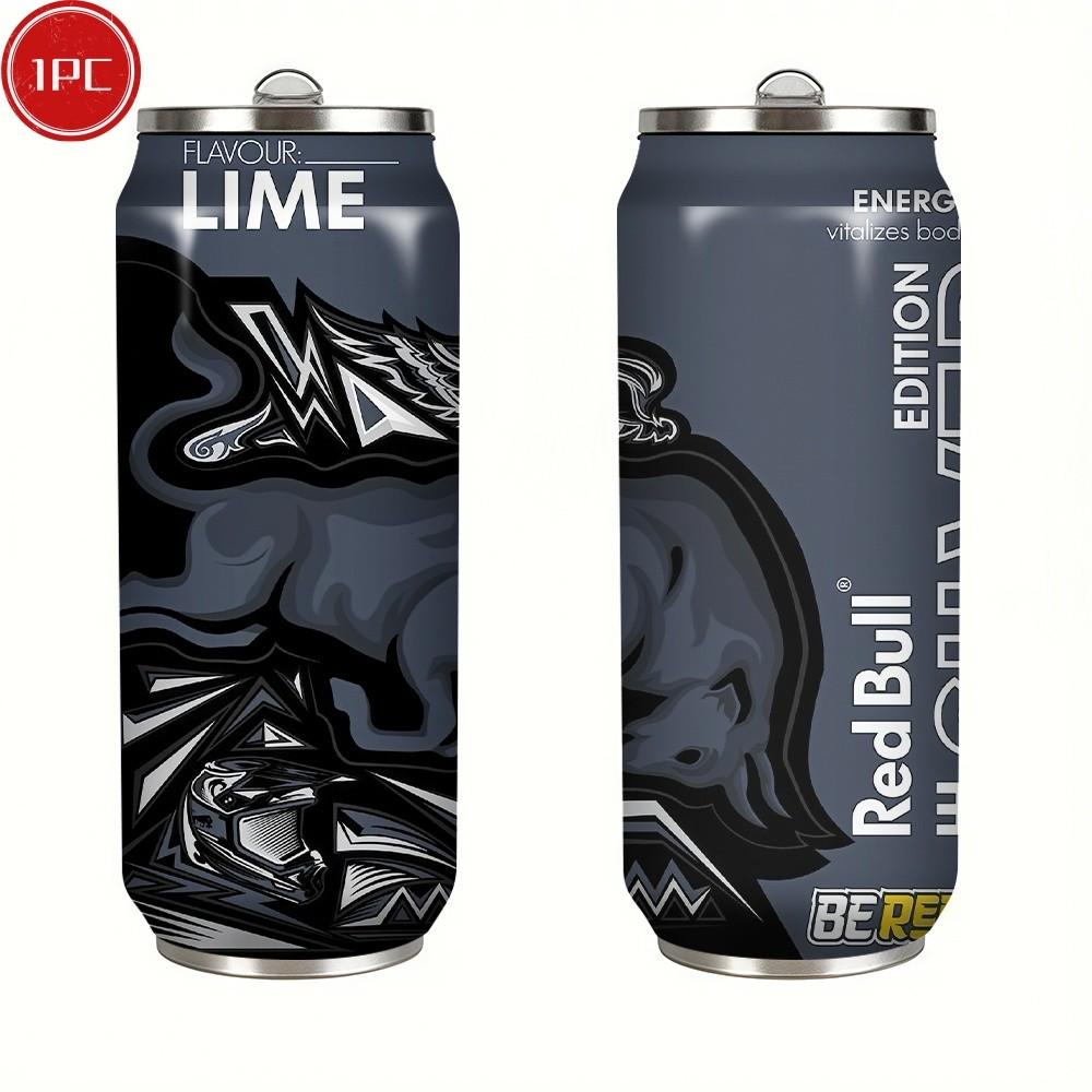 1pc 17oz Red Bull Silver Edition Tumbler with Lid, Vacuum Insulated Water Bottle, Summer Winter Drinkware, Outdoor Travel Accessories, Perfect Christmas & Valentine's Day Gift