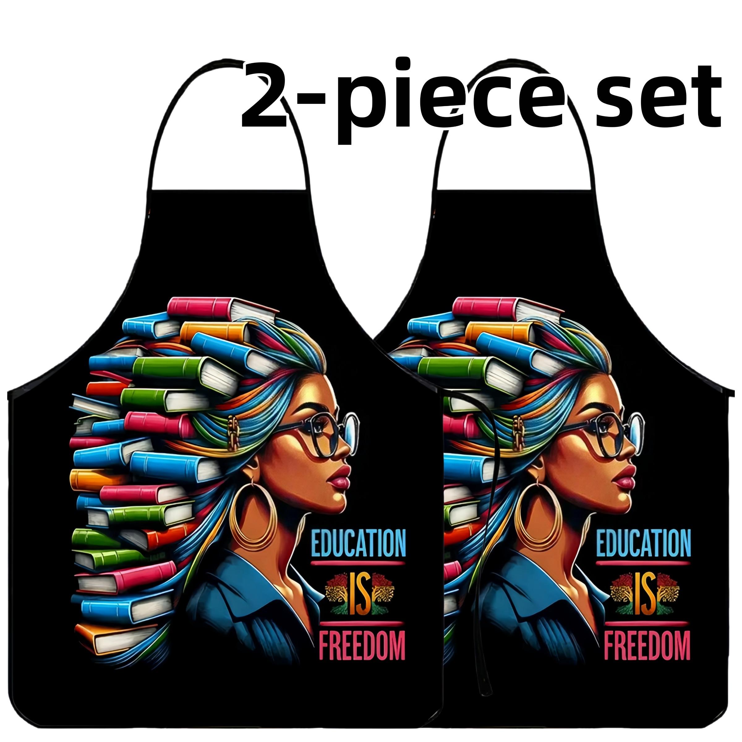African Queen Pattern Apron, 2 Counts Polyester  Kitchen Apron for Cooking, Summer Spanish Apron for Men&Women,Nails Design Tool,Mother's Day Gift, Kitchen&Cleaning Essential,Cleaning Tool,World Cup