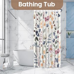 Floral Shower Curtain, Colorful Flower Shower Curtain for Bathroom, Waterproof Fabric Shower Curtain Set, Bathroom Decoration with 12 Hooks 72x72 Inches