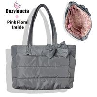 Grey - Pink Floral - Bow