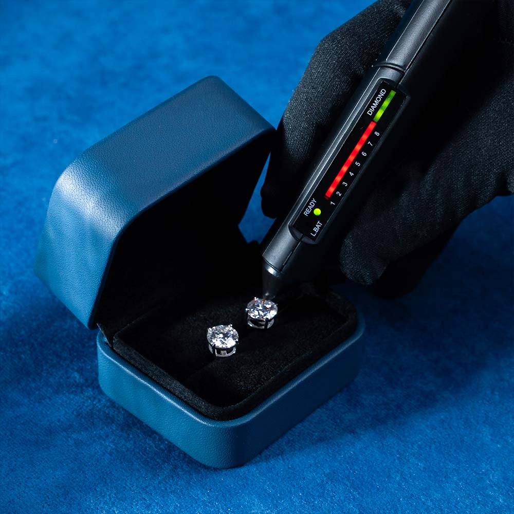 Delzzad S925 Round Synthetic Moissanite Stud Earrings Anniversary Day Gifts For Men Women Springtok