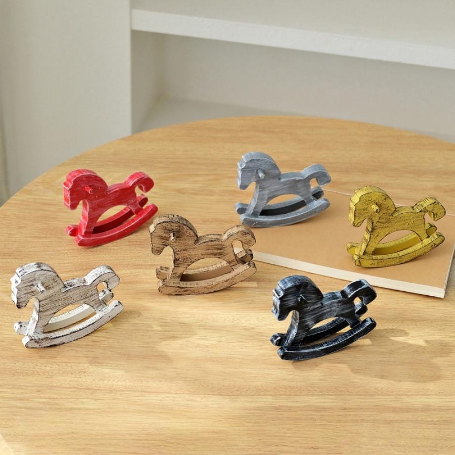 Wooden Rocking Horse Decorative Model, Small Size, Home Bedroom Study Office Desk Ornament, Wooden Craft Item, Perfect for Decoration