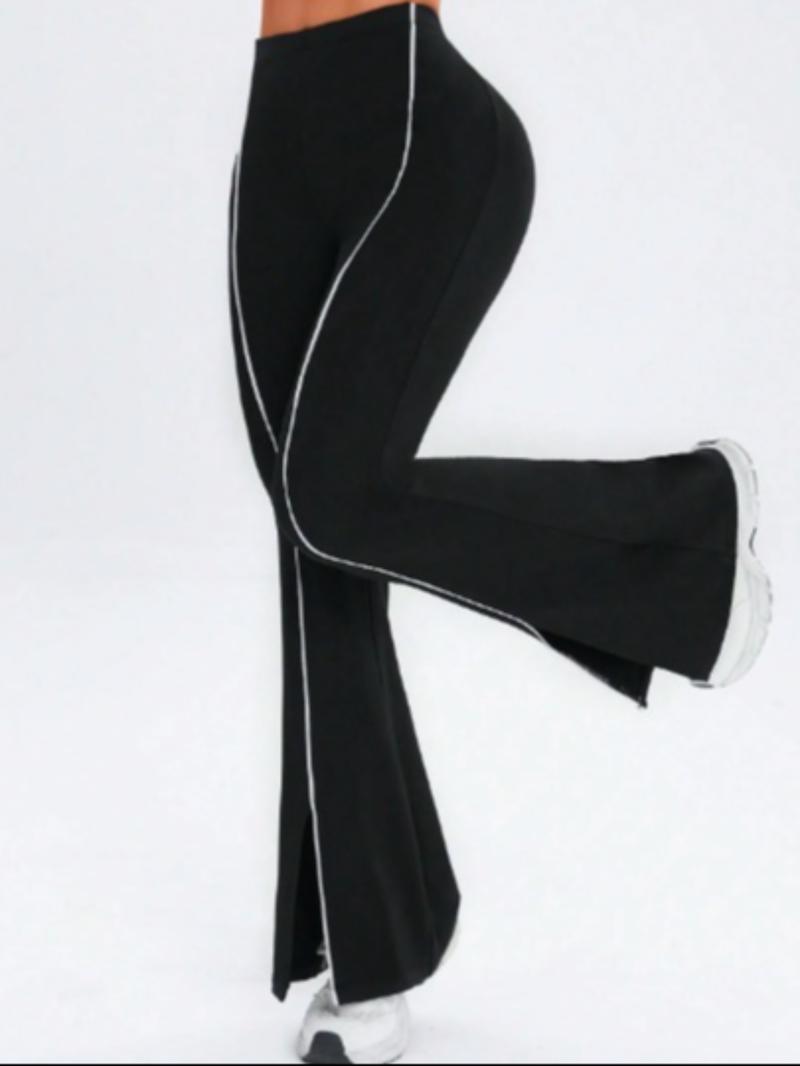 Women's Four Seasons Colorblock Flare Slim Fit Split Leg Pants, High Waist Elasticity Butt Lifting Sports Fitness Trousers, Stretchy High Waist