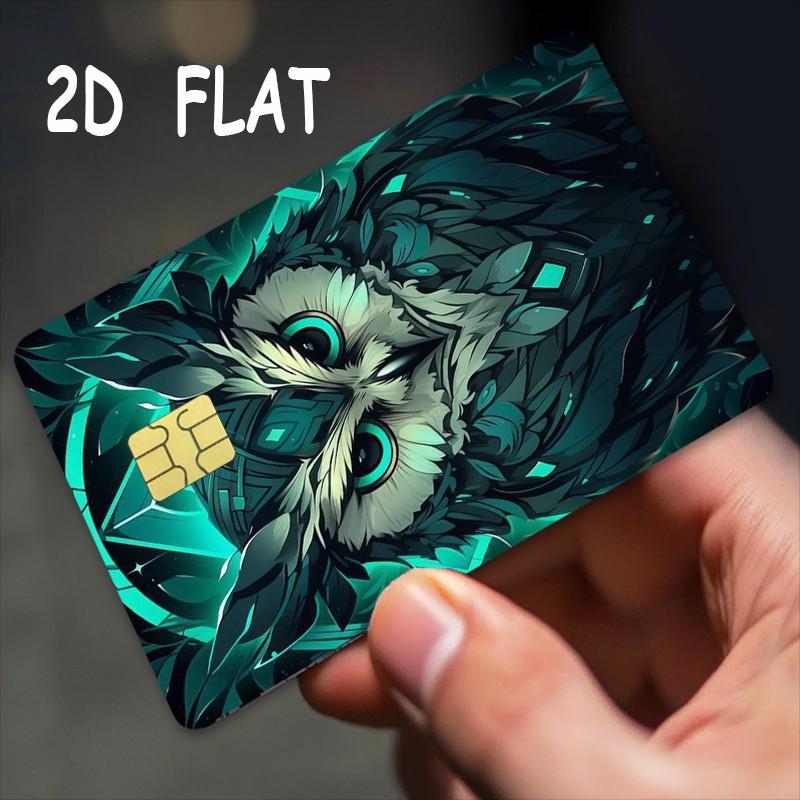 Credit Card Stickers, 2 Pcs/set, Ultra-Thin Waterproof Scratch-Resistant, Customizable Bank Card Stickers, Cartoon Owl Design