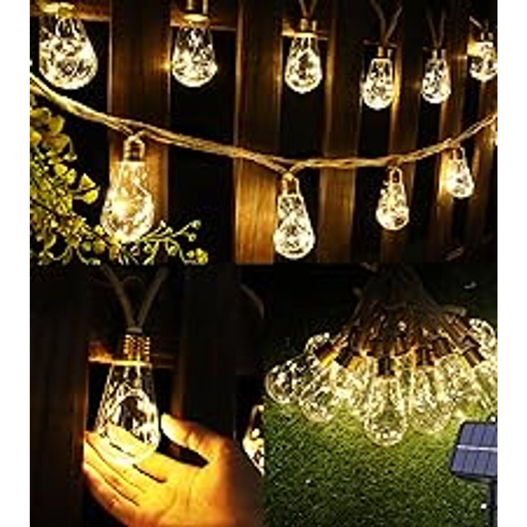 Solar Rope Lights, 66ft 200LED Solar String Lights, 8 Modes Waterproof Solar Outdoor Light, Flexible Clear Trampoline Light for Garden Backyard Patio Deck Porch Pool Tree Decor - Warm White