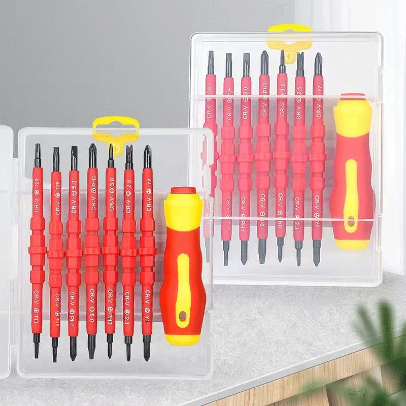 8 Piece Screwdriver Tool Set, Multi-Functional Home Furniture Repair Kit, Cr-V Interchangeable DIY Tools, Replaceable Screwdriver Bits, Precision Screwdriver, Easy Storage